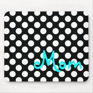 Personalisierte Schwarz-Weiß-Polka-Punkte Mousepad