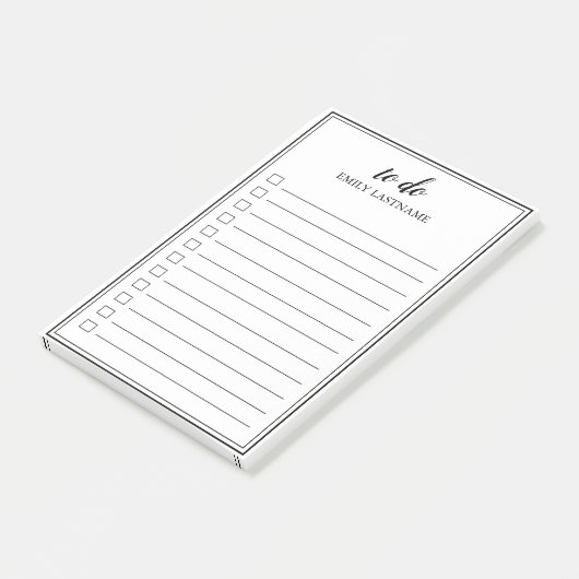 Personalisierte Schwarz-Weiß-Post-It-Notes Post-it Klebezettel (angewinkelt)