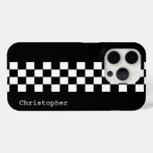 Personalisierte Schwarz-Weiß-Racing-Karo Case-Mate iPhone Hülle (Rückseite (Horizontal))