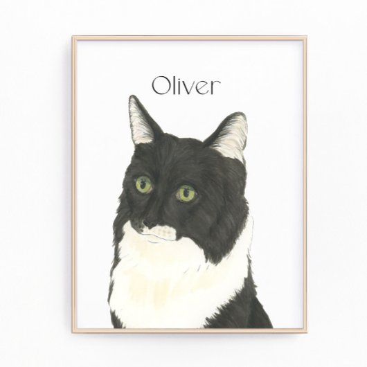 Personalisierte Schwarz-Weiß-Ragamuffin Katze Kuns Fotodruck