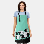 Personalisierte Schwarz-Weiß-Schafe Schürze (Getragen)