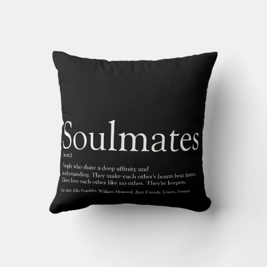 Personalisierte Schwarz-Weiß-Seelen - Definition Kissen (Rückseite)