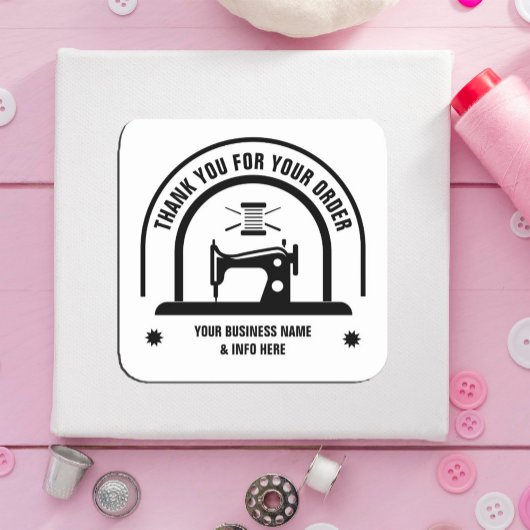 Personalisierte Schwarz-Weiß-SEWING Quadratischer Aufkleber