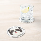 Personalisierte Schwarz-Weiß-Shih-Tzu-Hochzeit Runder Pappuntersetzer (Vor Ort)