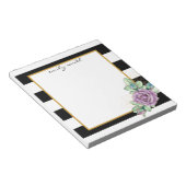 Personalisierte Schwarz-Weiß Streifen Blumennummer Notizblock (angewinkelt)