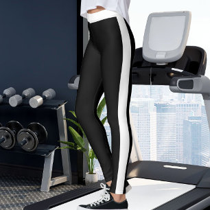Personalisierte Schwarz-Weiß-Streifen nach Maß Leggings
