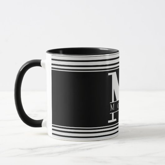 Personalisierte Schwarz-Weiß-Tasse mit  Mama Tasse (Links)