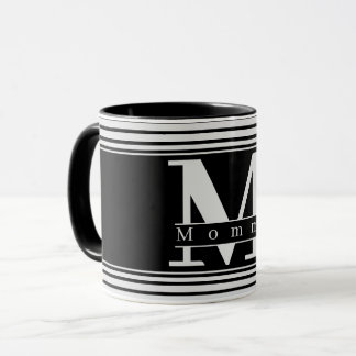 Personalisierte Schwarz-Weiß-Tasse mit Mama Tasse