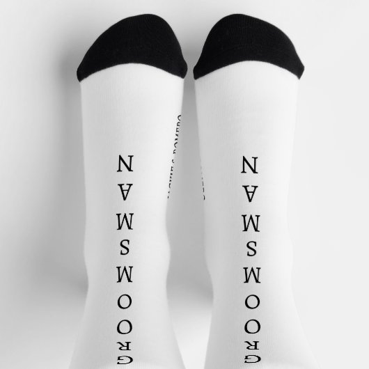 Personalisierte Schwarz-Weiß-TRAUZEUGE-Hochzeitsso Socken (Oben)