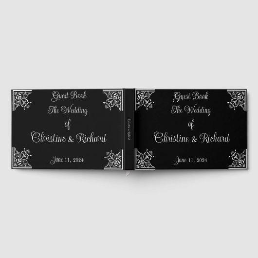 Personalisierte Schwarz-Weiß-Vintage-Hochzeit Gästebuch (Voll)