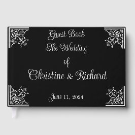Personalisierte Schwarz-Weiß-Vintage-Hochzeit Gästebuch
