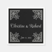 Personalisierte Schwarz-Weiß-Vintage-Hochzeit Serviette (Vorderseite)