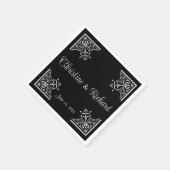 Personalisierte Schwarz-Weiß-Vintage-Hochzeit Serviette (Ecke)