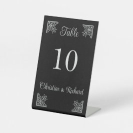 Personalisierte Schwarz-Weiß-Vintage-Hochzeit Sockelschild