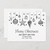 Personalisierte Schwarz-Weiß-Weihnachtsbaumchen Postkarte (Vorne/Hinten)