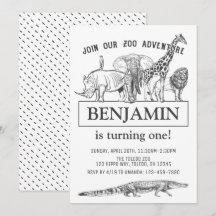 Personalisierte Schwarz-Weiß-Zootiere zum Geburtst