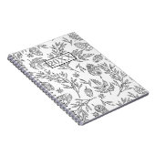 Personalisierte Schwarz-weiße Acorn-Foliage Notizblock (Rechte Seite)