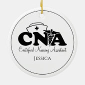 Personalisierte Schwarz-weiße CNA-Krankenpflege We Keramik Ornament (Hinten)