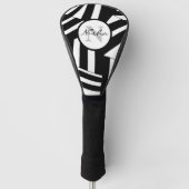 Personalisierte schwarz-weiße Diagonalstreifen Golf Headcover (Vorderseite)