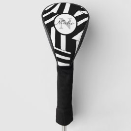 Personalisierte schwarz-weiße Diagonalstreifen Golf Headcover