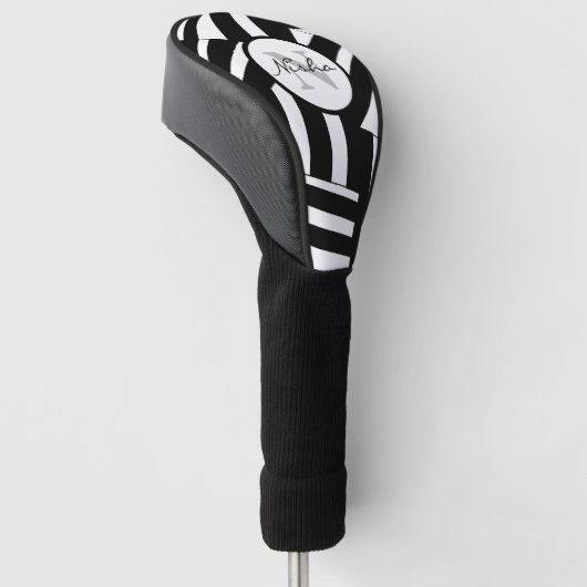 Personalisierte schwarz-weiße Diagonalstreifen Golf Headcover (angewinkelt)