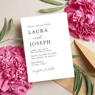 Personalisierte schwarz-weiße elegante Hochzeit Einladung