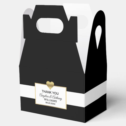 Personalisierte Schwarz-weiße Goldherzerei Geschenkschachtel (Geöffnet)