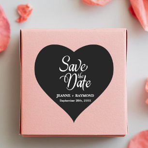 Personalisierte schwarz-weiße Hochzeit "Save the D Herz-Aufkleber