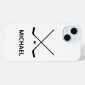Personalisierte Schwarz-weiße Hockeyschläger Case-Mate iPhone Hülle (Rückseite (Horizontal))