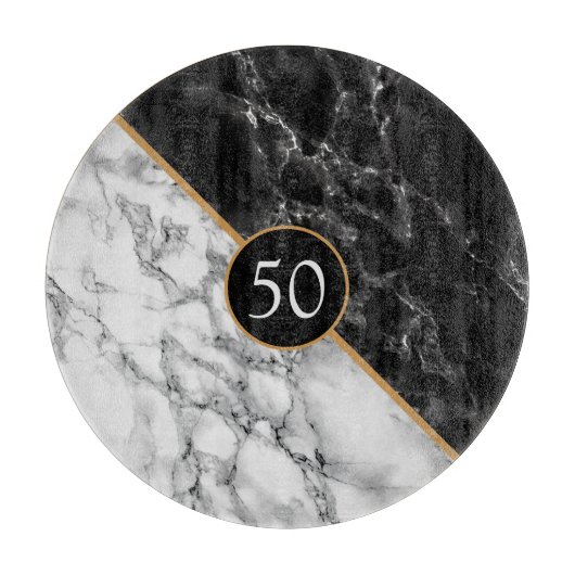 Personalisierte Schwarz-weiße Imitate Marmorablage Schneidebrett (Vorderseite)