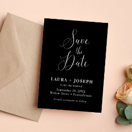 Personalisierte Schwarz-weiße Minimalistische Kall Save The Date