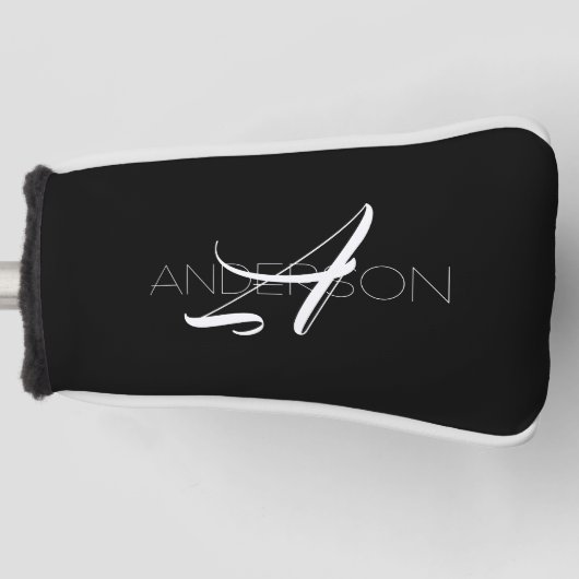 Personalisierte Schwarz-weiße Moderne Golf Headcover (Vorderseite)