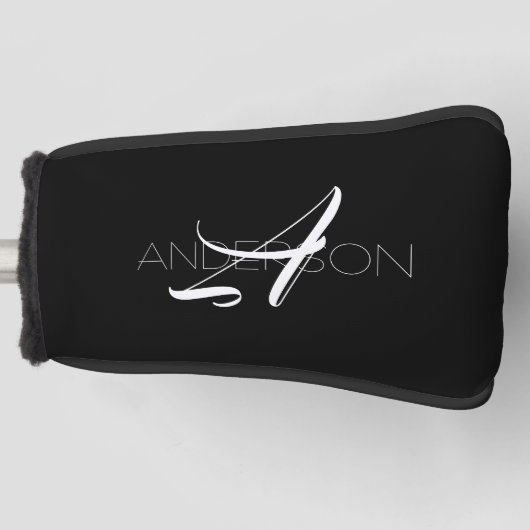 Personalisierte Schwarz-weiße Moderne Golf Headcover (Vorderseite)