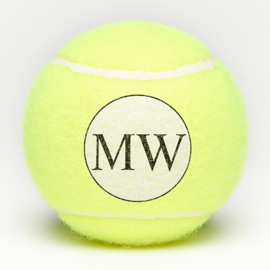 Personalisierte Schwarz-weiße Monogramm-Initialen Tennisbälle (Rückseite)