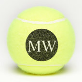 Personalisierte Schwarz-weiße Monogramm-Initialen Tennisbälle (Rückseite)