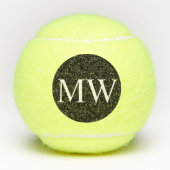 Personalisierte Schwarz-weiße Monogramm-Initialen Tennisbälle (Vorderseite)