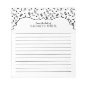 Personalisierte Schwarz-weiße Musiknote Notizblock (Vorderseite)