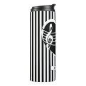 Personalisierte Schwarz-weiße Musiknoten Herz Thermosbecher (Nach links gedreht)