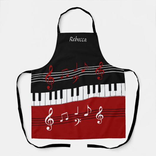 Personalisierte Schwarz-weiße Piano-Keys Schürze (Vorderseite)
