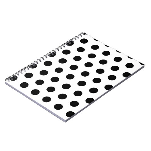 Personalisierte schwarz-weiße Polka-Punkte Notizblock (Linke Seite)