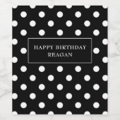 Personalisierte schwarz-weiße Polka-Punkte Weinetikett (Einzelnes Label)