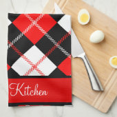 Personalisierte Schwarz-weiße Raute Kariert Geschirrtuch (Viertel Falte)