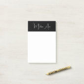 Personalisierte Schwarz-weiße Schrift Post-it Klebezettel (Auf Schreibtisch)