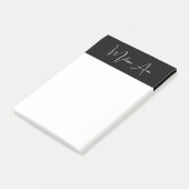 Personalisierte Schwarz-weiße Schrift Post-it Klebezettel (angewinkelt)