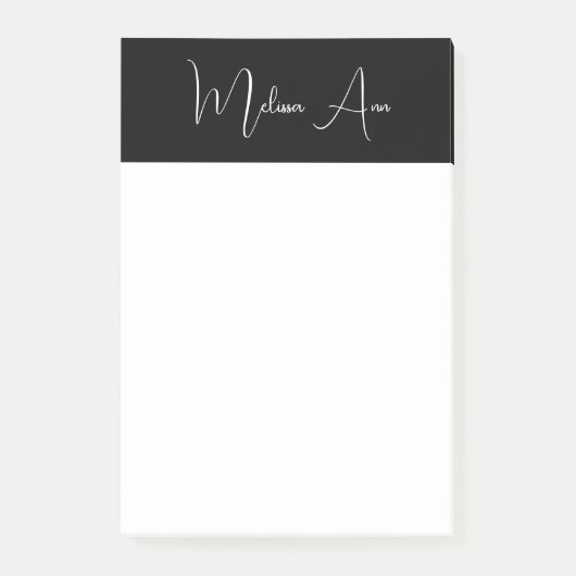 Personalisierte Schwarz-weiße Schrift Post-it Klebezettel (Vorderseite)