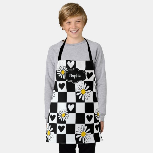 Personalisierte Schwarz-weiße Schürze (Getragen)