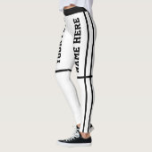 Personalisierte Schwarz-weiße Streifenbezeichnunge Leggings (Links)