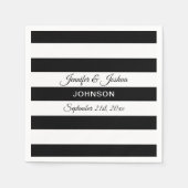 Personalisierte Schwarz-weiße Streifenhochzeit Serviette (Vorderseite)