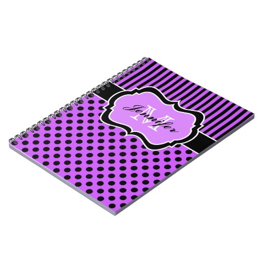 Personalisierte Schwarz-weiße Streifenköpfe Notizblock (Linke Seite)