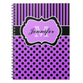 Personalisierte Schwarz-weiße Streifenköpfe Notizblock (Vorderseite)